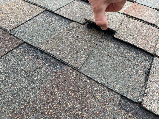 Peeling shingles