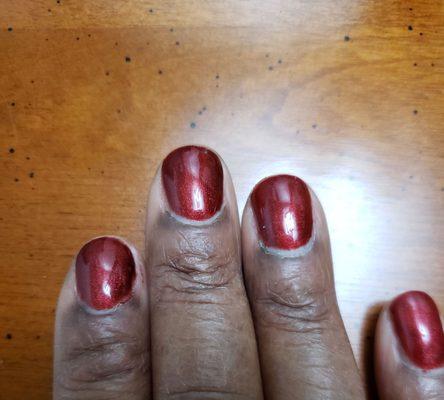 Gel manicure earlier this evening.  I'm going to need a FILL SOON!