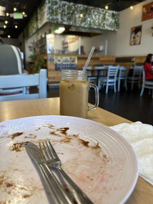 Strawberry Crepe and Iced Brown Sugar Latte