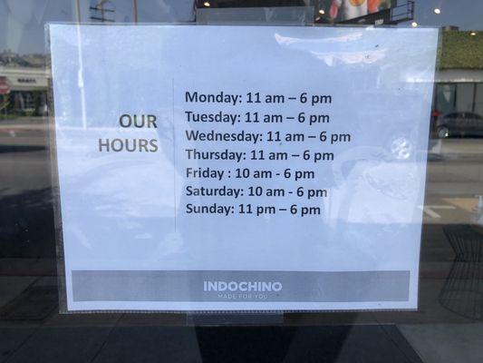 hours (they open at 10 am on friday and saturday)