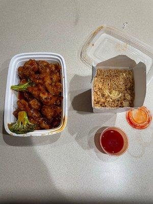 C02. General Tso's Chicken with Fried Rice.