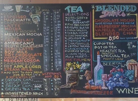 Coffee and Tea Menu