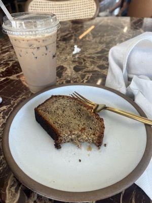 Iced mint mocha and banana bread