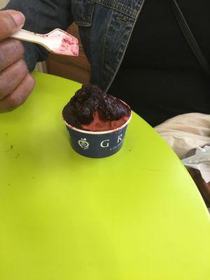 Blueberry and peach sorbet