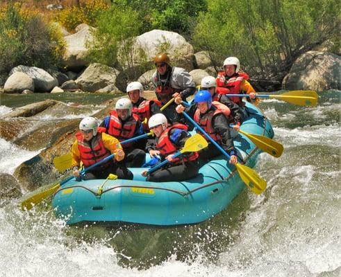 Rafters enjoying "Suicide Falls" class IV rapid on the Kaweah River