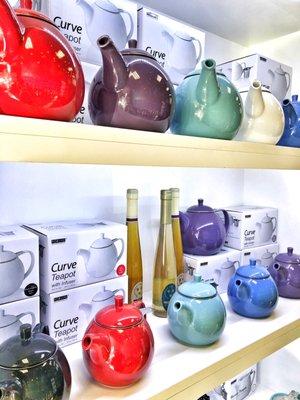 Walls of colorful tea pots