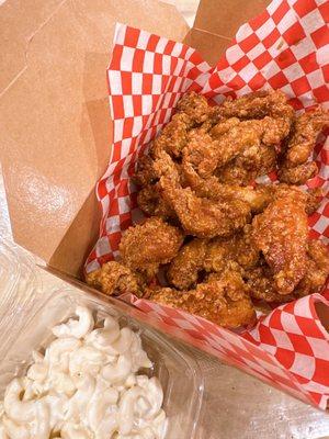 Medium Boneless Honey Butter Garlic Wings with Mac Salad.