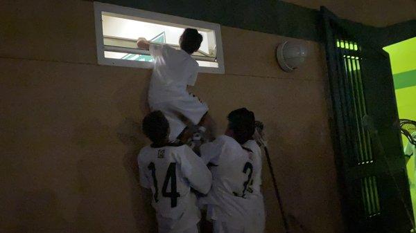 Miramonte High School (Orinda, CA) Student Tobias "Toby" Cheng being hoisted into the locker room after a lacrosse game