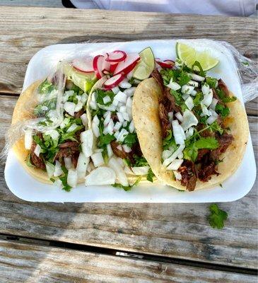 Three tacos - shredded beef