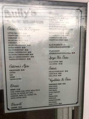 Bully's Menu