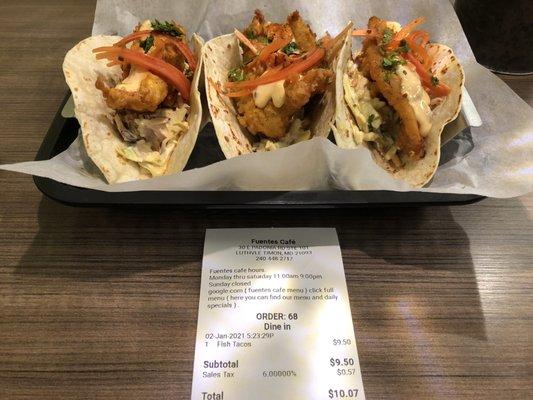 I got the Fish tacos since another person said it was one of the best he has eaten. I have to agree. Very well prepared and tasty.