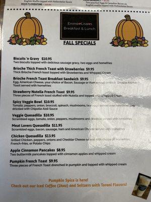 Fall specials