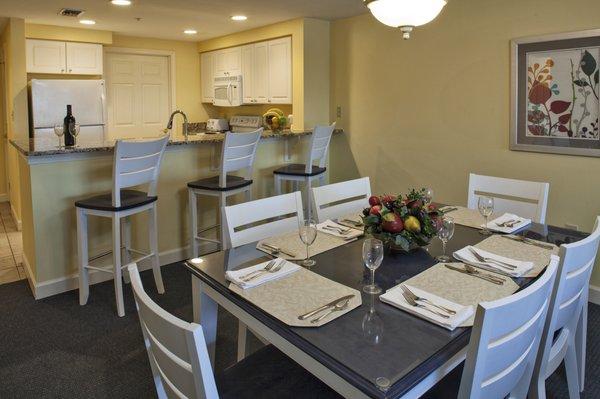 Dining area and kitchen for 3-bedroom unit.