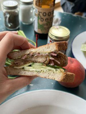 Gluten-free fried chicken sandwich on gluten-free bread