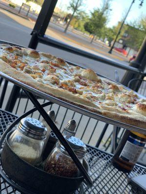 Outdoor Patio seating - featuring the chicken bacon ranch pizza