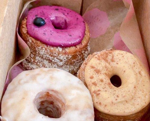 Blueberry Lavender, Maple, & Original Glazed Cronuts.