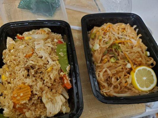 Takeout- chicken Chili Fried Rice, beef Pad Thai