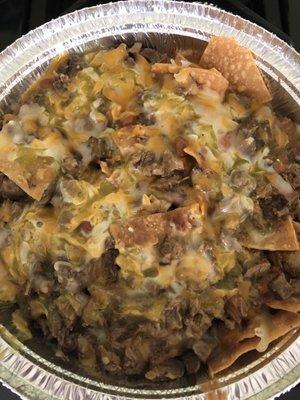 Asada nachos with no sour cream & no pico