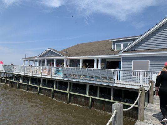 Looking back at the restaurant from the floating boat dock.