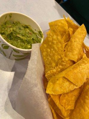 Chips and Guacamole  best guac I've had in a while! Chips are ok. Needed more salt.