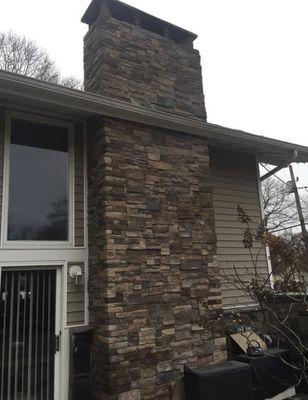 Natural Stone Veneer Chimney by Long Island 5 Star Masonry & Construction Inc.