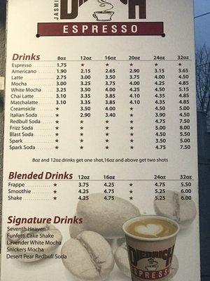 Drink menu