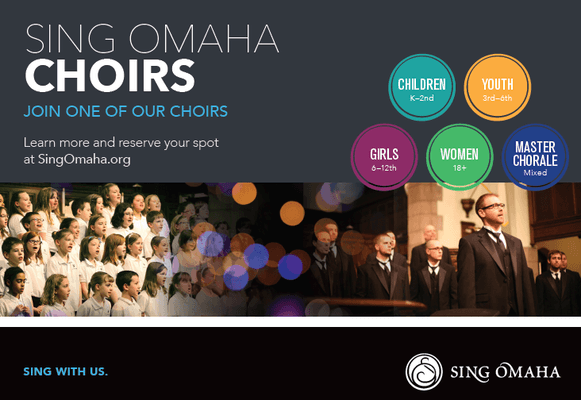 Children's Choirs and Adult Choirs, plus voice lessons and summer camps! Omaha's best arts Non-Profit! www.singomaha.org