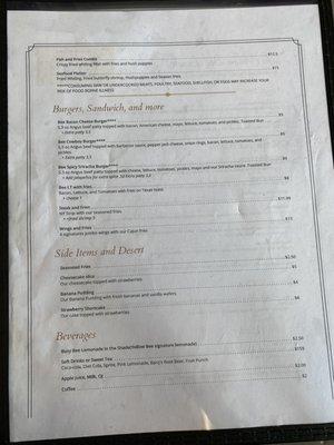 Menu as of 09/07/2022