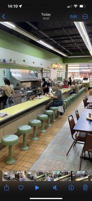 Inside counter with stools