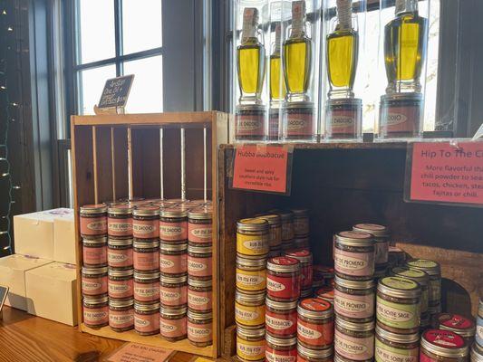 Herb tins and olive oils