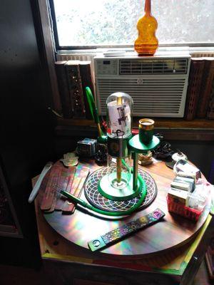 Dr. Green thumb gravity infuser bong!!! If you haven't seen one yet, come check them out!!! Also a hookah and attach your vape!!