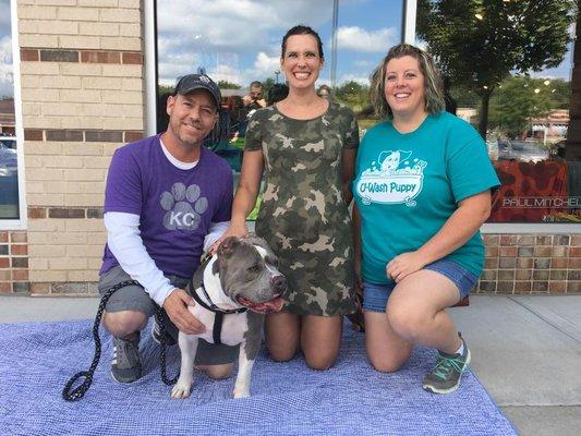 We love to support small business. Scott Poore, Crystal Wiebe and lucky the pitbull