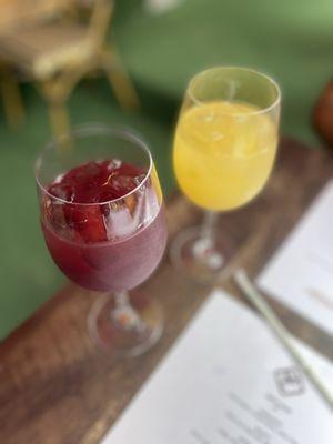 Red sangria and mimosa