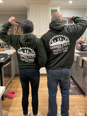 Santa brought Lumber Farm hoodies this year!