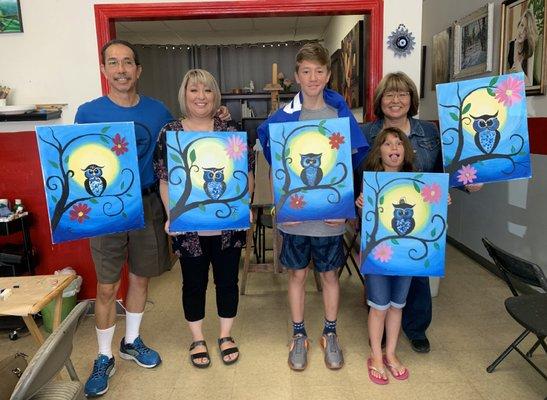 Family painting party for fun. Call For Free First Class (714) 602-6612