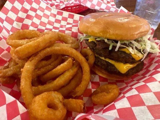 Cab burger with extra patty and bacon