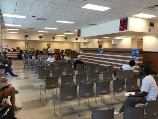 Department of motor vehicles waiting area.