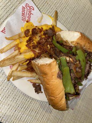 Philly Cheese Steak, Bacon Cheese Fries