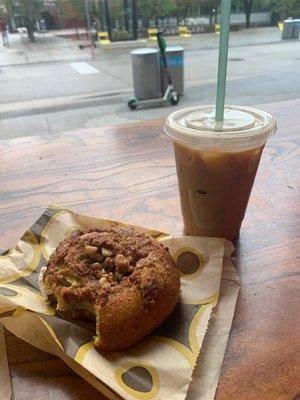 Pumpkin walnut bagel and iced pumpkin mocha...I took a few bites before taking the pic