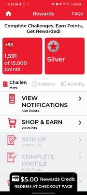 Rewards program  that automatically tracks your points.