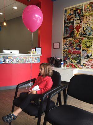 Balloons & spiderman. What more could a kid ask for at a dentist!