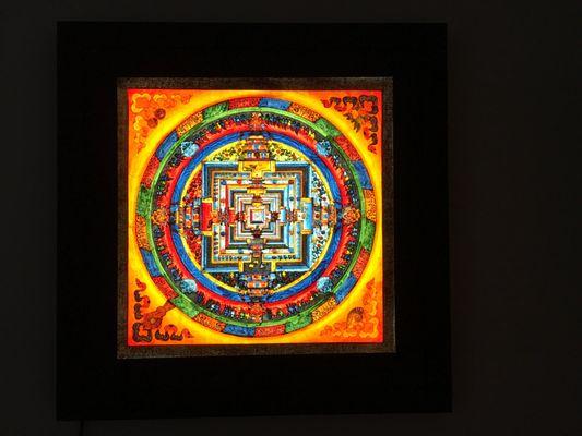 Master-level Thanka from Nepal, back-lit & framed by Aztec Graphics