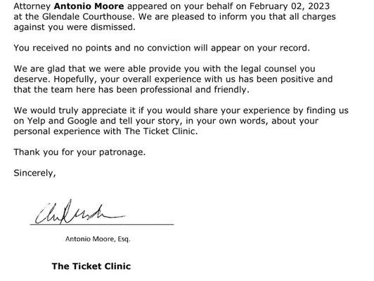 Ticket clinic email