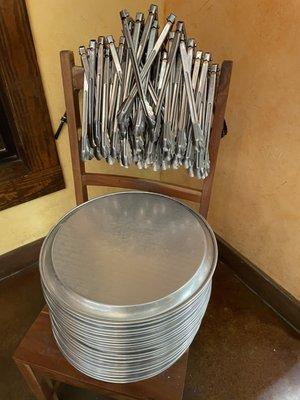 Trays and such at the entrance to get your bread with.