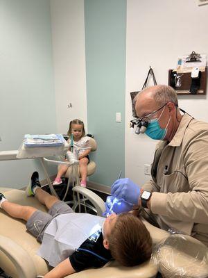 Dr. Sauer checking my 4 year old's teeth