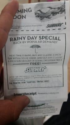 They did not stand behind this offer on a rainy day