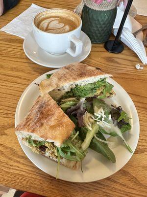 Vegan curry chicken salad panini