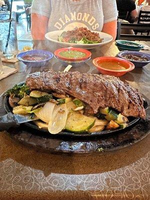 Fajitas, taco salad and salsas.