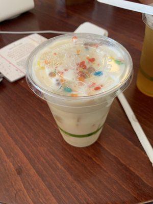 Specialty tea latte with cereal milk