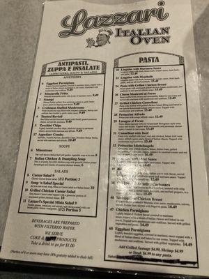 front of menu